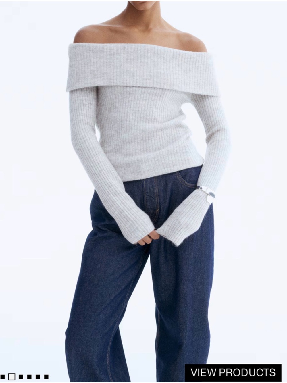 Off-Shoulder Ribbed Sweater
